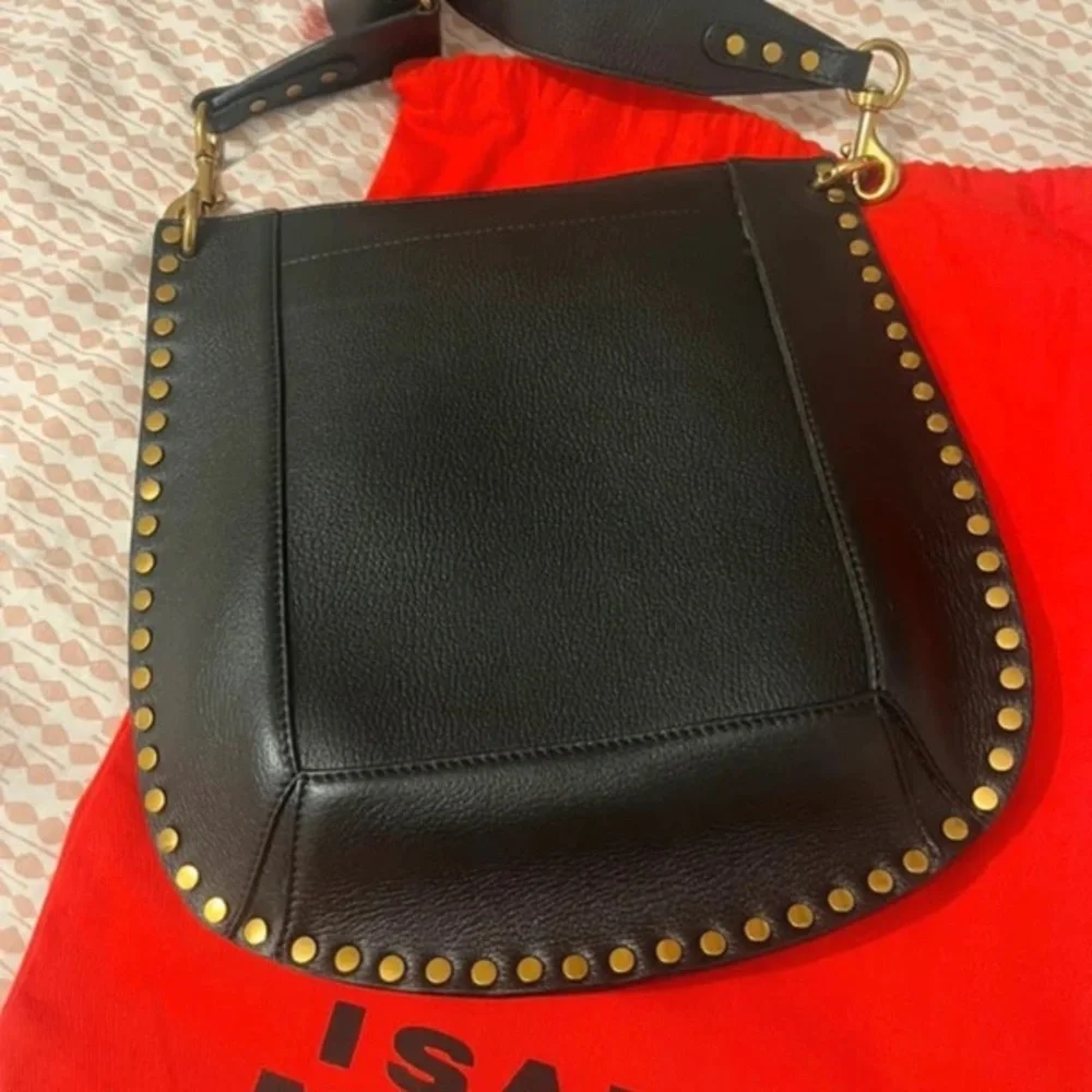 Isabel Marant Black Leather Saddle Bag with Gold StudTrim🖤💛 - Picture 2 of 9